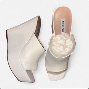 Steve Madden White Wedge Sandals